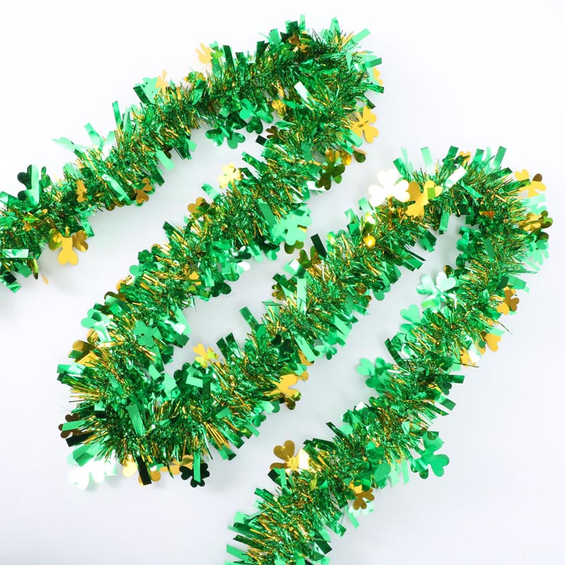 2024 Ny Ankomst Glitter Grøn Shamrock Clover Tinsel Garland