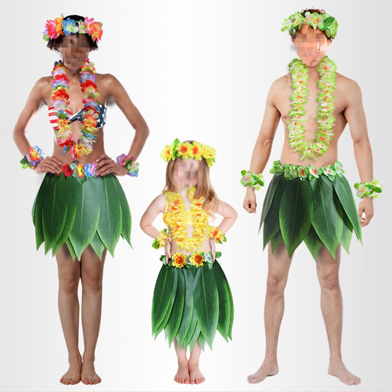 4 Stk Flower Garland Beach Party Leaf Skirt