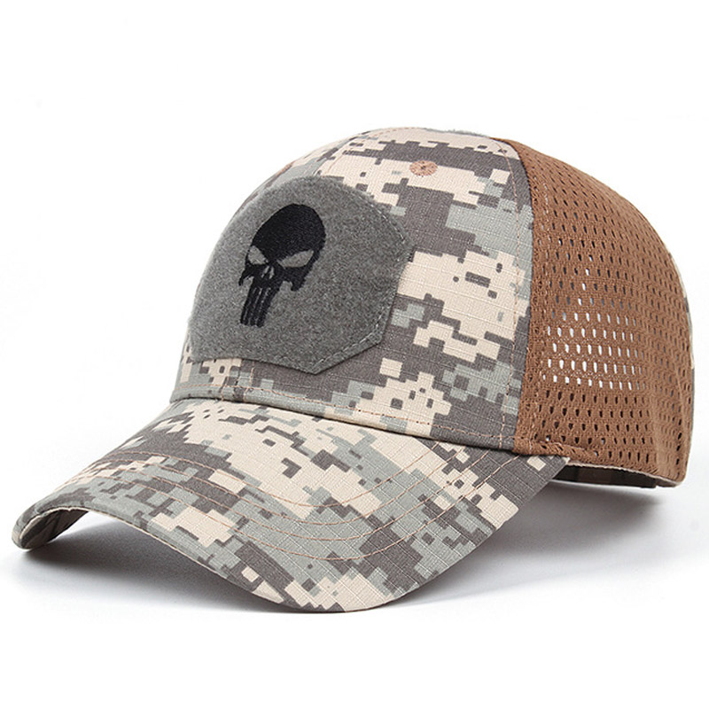 6-panels brugerdefineret kranie camouflage baseball kasket camo hat