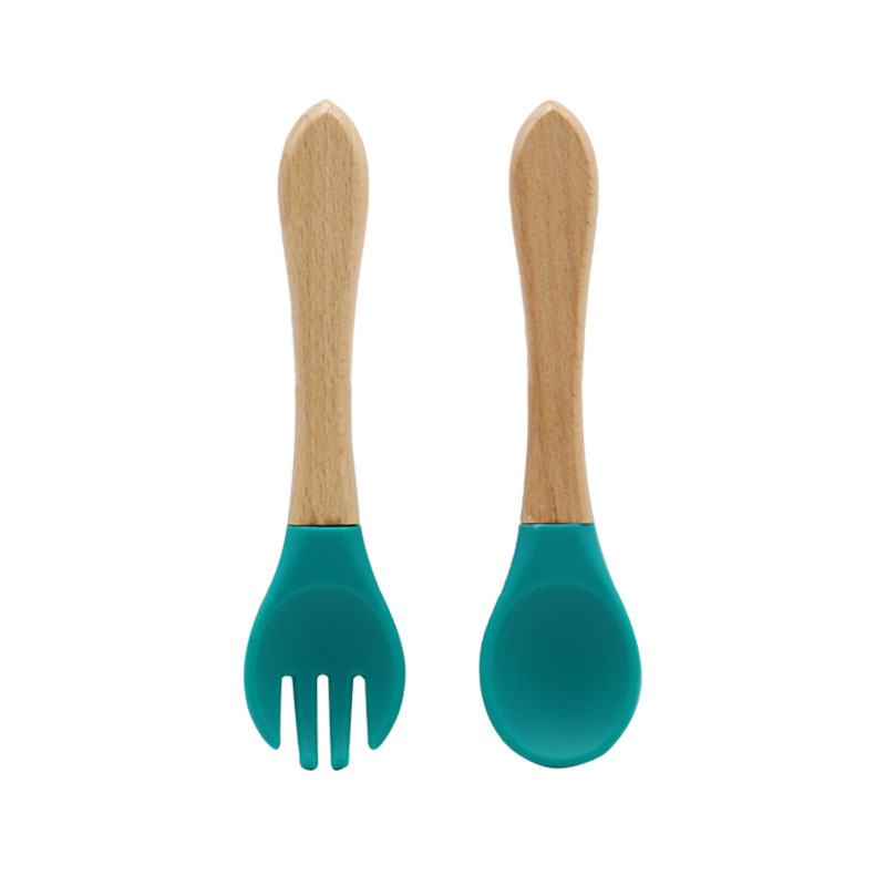 Baby silikone ske- og gaffelsæt