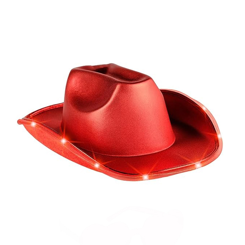 Farverigt LED hår Bright Piece Cloth Western Cowboy Hat