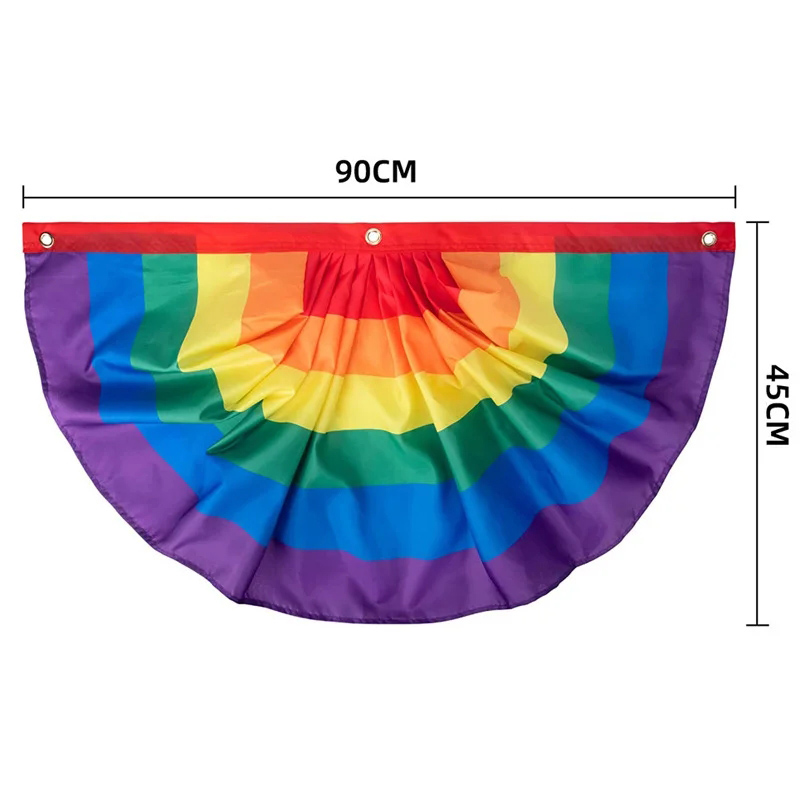 Farverigt plisseret Fan Flag Banner Polyester Pride Flag