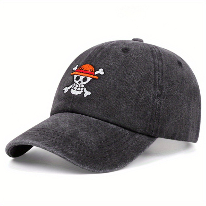 Grænseoverskridende Anime Skull Broderet Baseball Cap