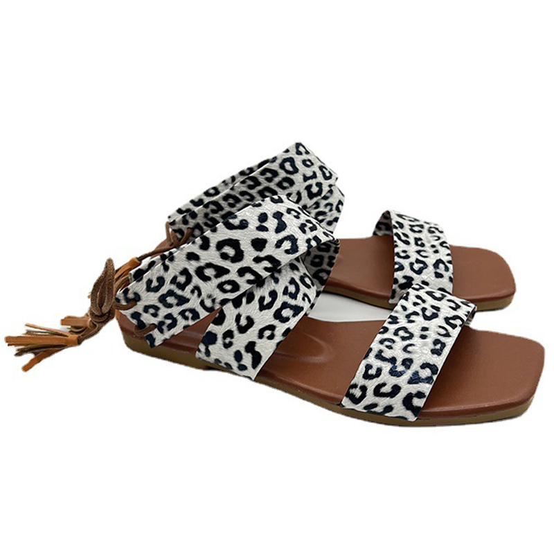 mode leopard sommer strand flade sandaler til kvinder