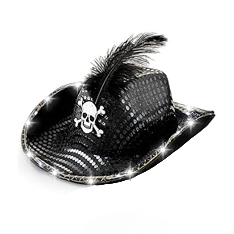 Halloween glitrende glitter led lys op cowboy fest festival hat