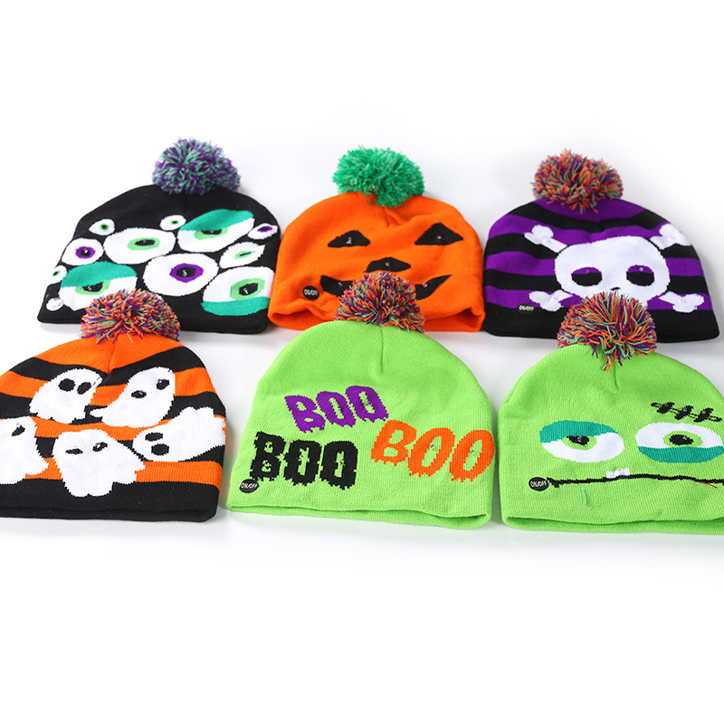 Halloween stribet strikket hat