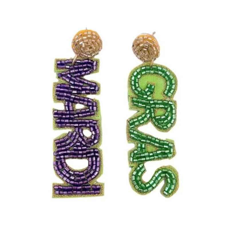 New Orleans Mardi Gras øreringe Seed Bead øreringe