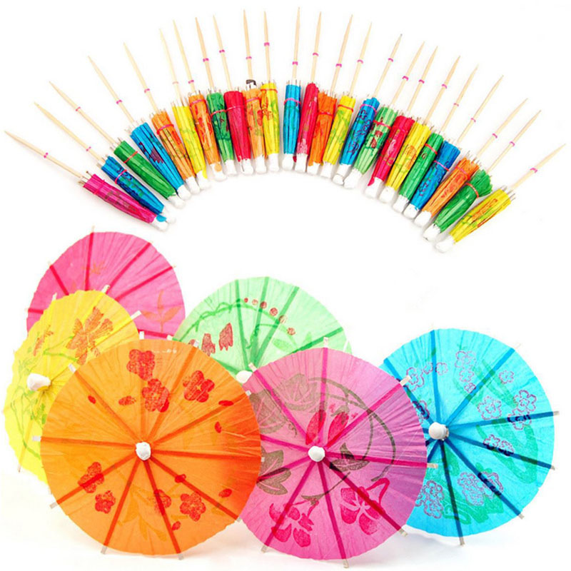 Hawaiian tropisk parasol mini paraply tandstikker
