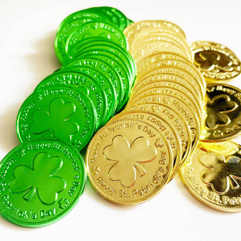 Irsk Clover Plastic Gold Coins