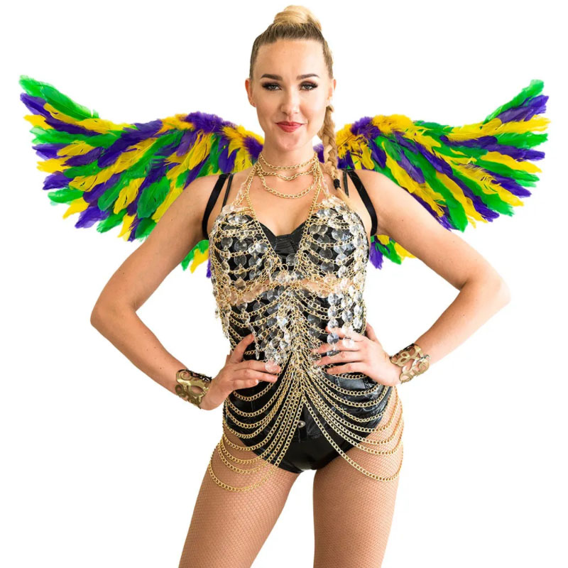 Mardi Gras Mix farver Kalkun Ruff Boa Og Party Wings