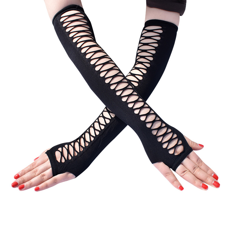 Mesh Fishnet Elastisk fest sexede lange handsker