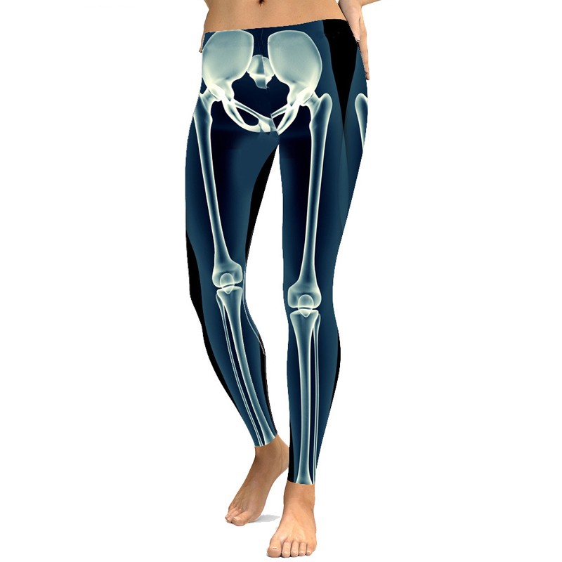 Nye festkarneval halloween-printede skeletleggings