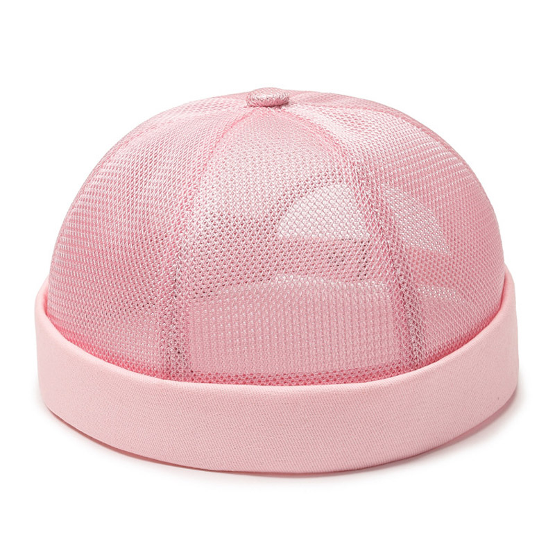 Pink Blank Mesh Bremless Skull Baseball Cap