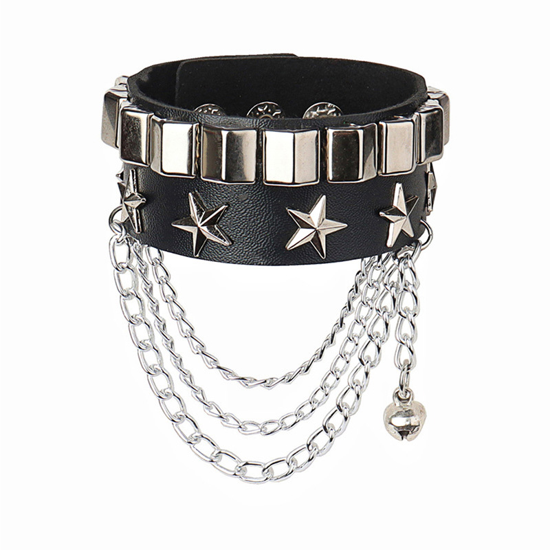 Punk goth rock læder armbånd