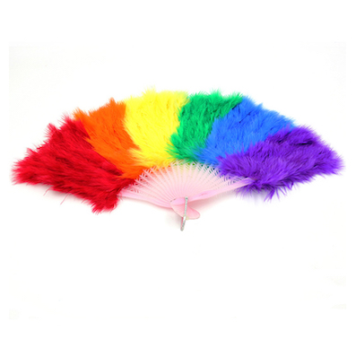 Rainbow Farverige Fluffy Dancing Hand Feather Fans