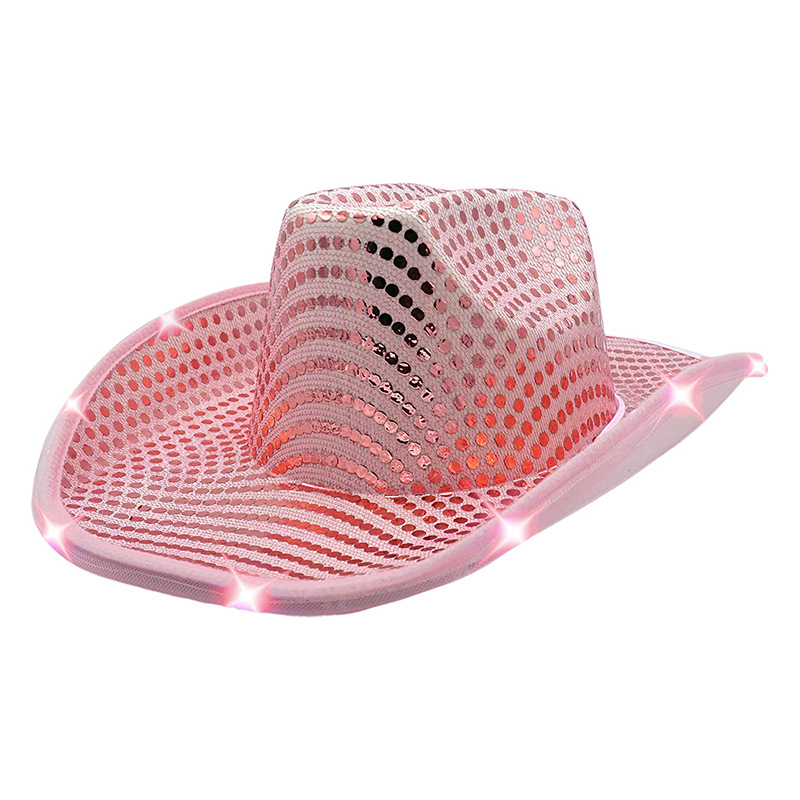 Sequin Cowboy Hat med LED -lys